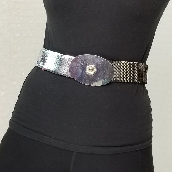 1980s silver fish scale belt - Picture 1 of 8